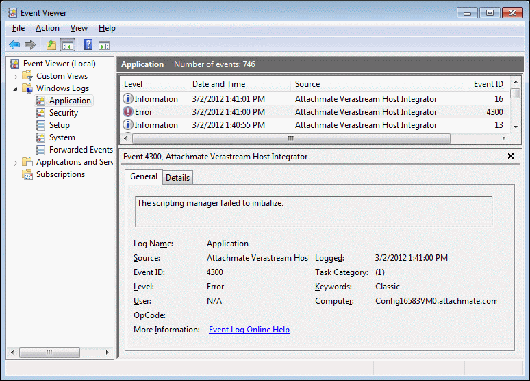 Figure 1. Example of Error 4300 in Windows Event Viewer