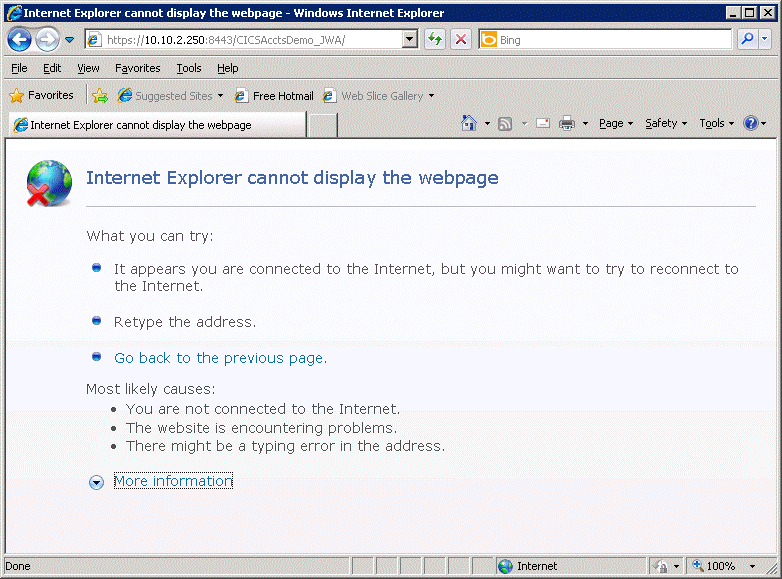 Figure 1. 'Internet Explorer cannot display the webpage'
