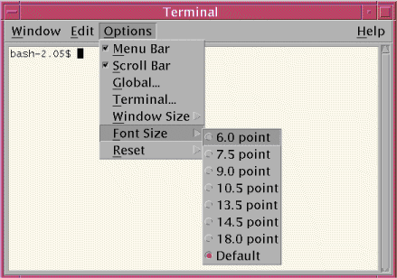 Figure 2 - CDE Font Size Options