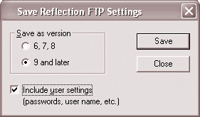 Figure 1 - Save Reflection FTP Settings