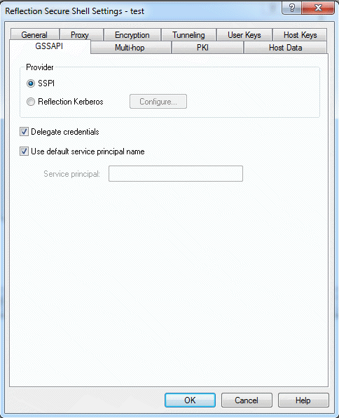 Figure 2 - Specify GSSAPI/Kerberos settings on GSSAPI tab