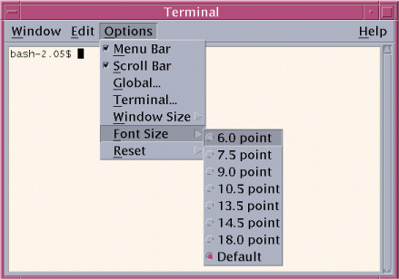 Figure 1 - CDE Font Size Options