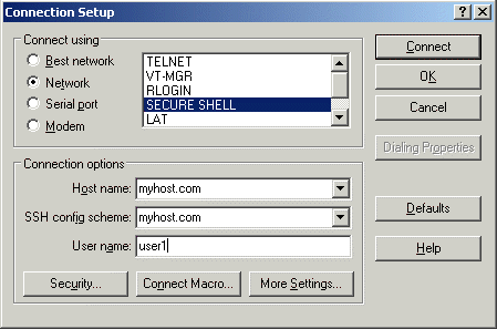 Figure 2 - Configure the connection in the Connection Setup dialog box.